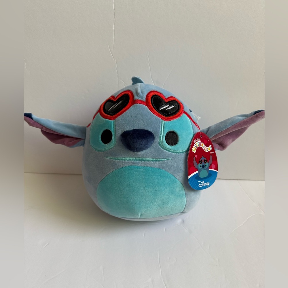 Original Squishmallows 8"  Disney Stitch With Heart Sunglasses